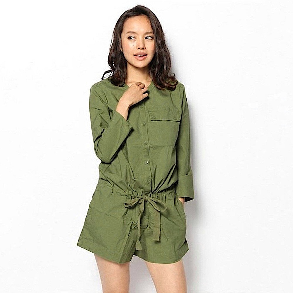 Kate Spade Saturday Romp-Around Olive Green Button-Up Romper Size Medium